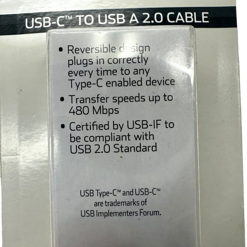 Onn USB-C to USB 2.0 Cable (3 ft)